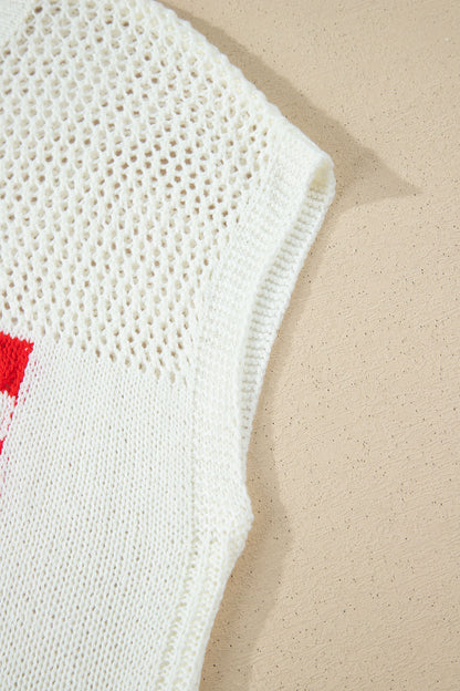 Sky Blue Flag Graphic Short Sleeve Sweater Top