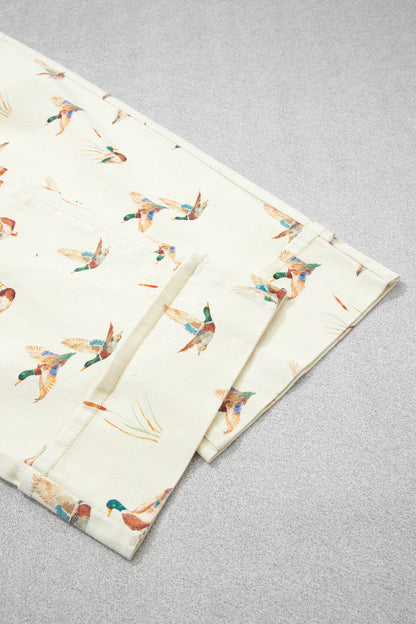 Mallard Printed Cuffed Hem Shift Jeans