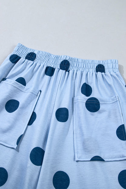 Polka Dot Wide Leg Elastic Waist Casual Pants