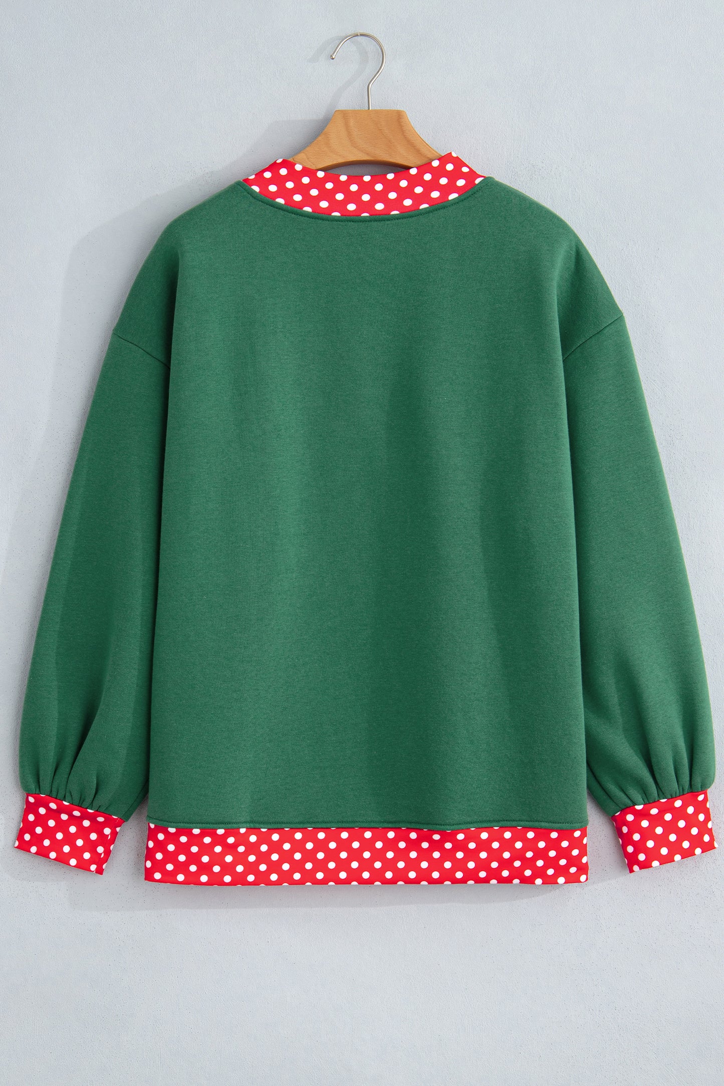 Colorblock Polka Dot Contrast Trim Oversized Sweatshirt