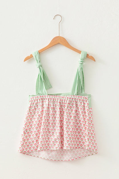 Pink Knot Straps Babydoll Tank Top