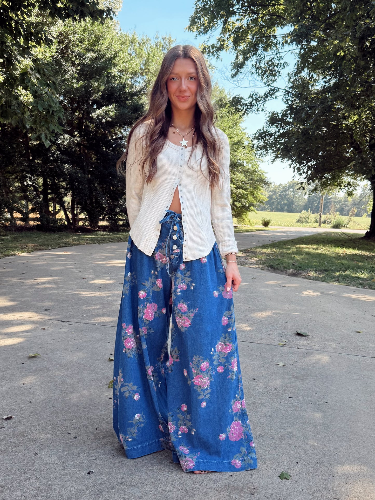 Rose Wide Leg Denim Pants
