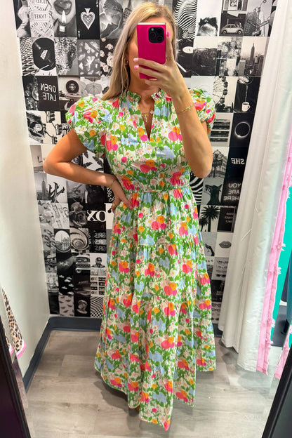 Puff Sleeve Cotton Maxi Dress