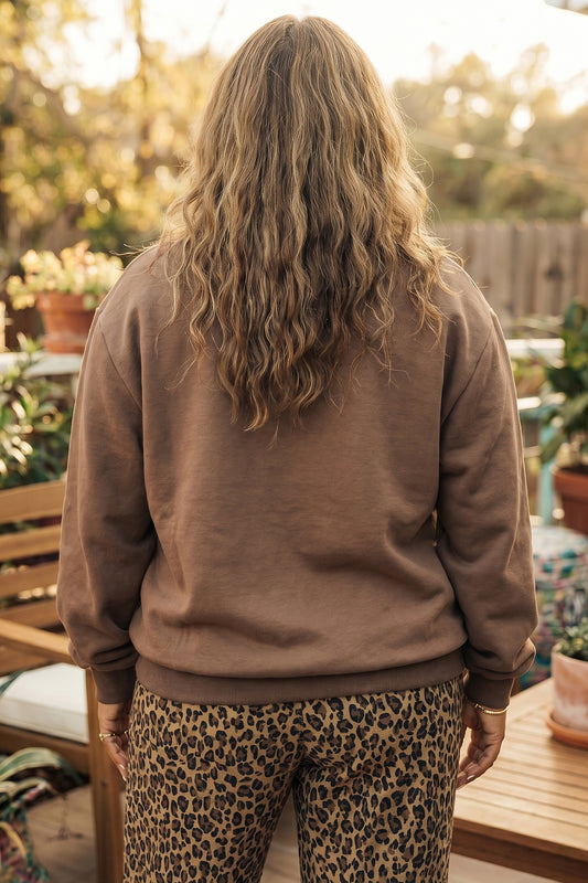 Coffee Letter Print Plus Size Mockneck Sweatshirt