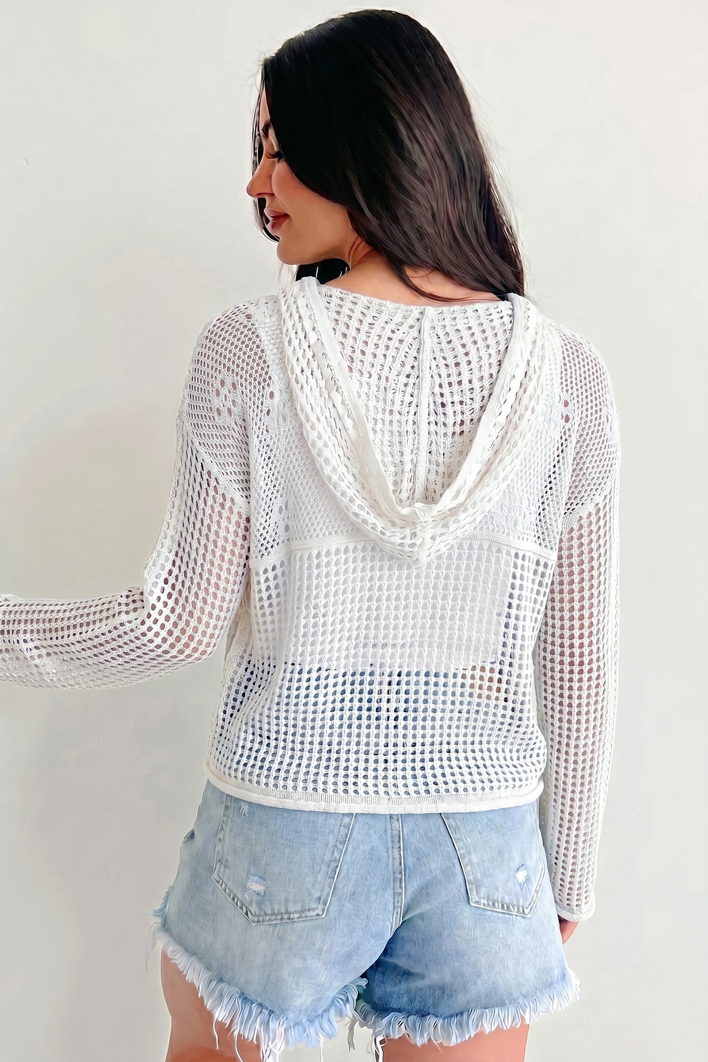 Crochet American Flag Patched Sweater Hoodie