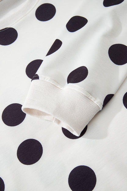 Pink Polka Dot Print Pullover and Shorts Set