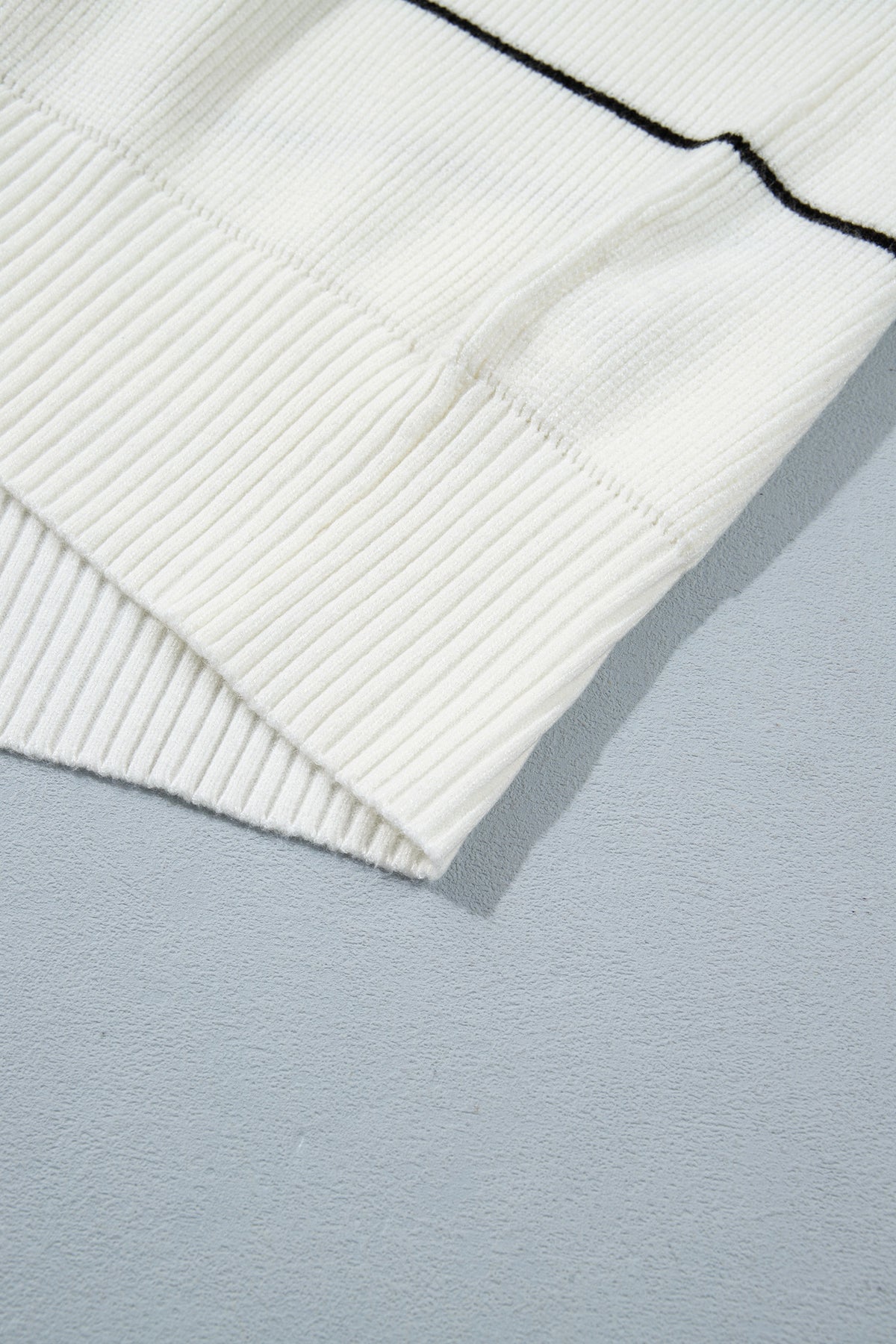 White Stripe Short Sleeve Button Front Shift Cardigan