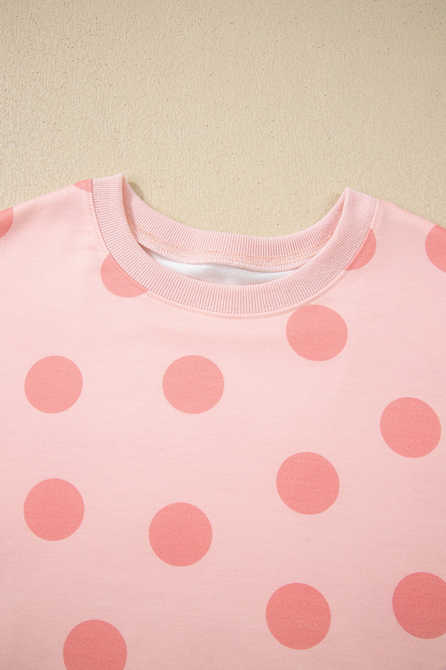 Pink Polka Dot Print Pullover and Shorts Set