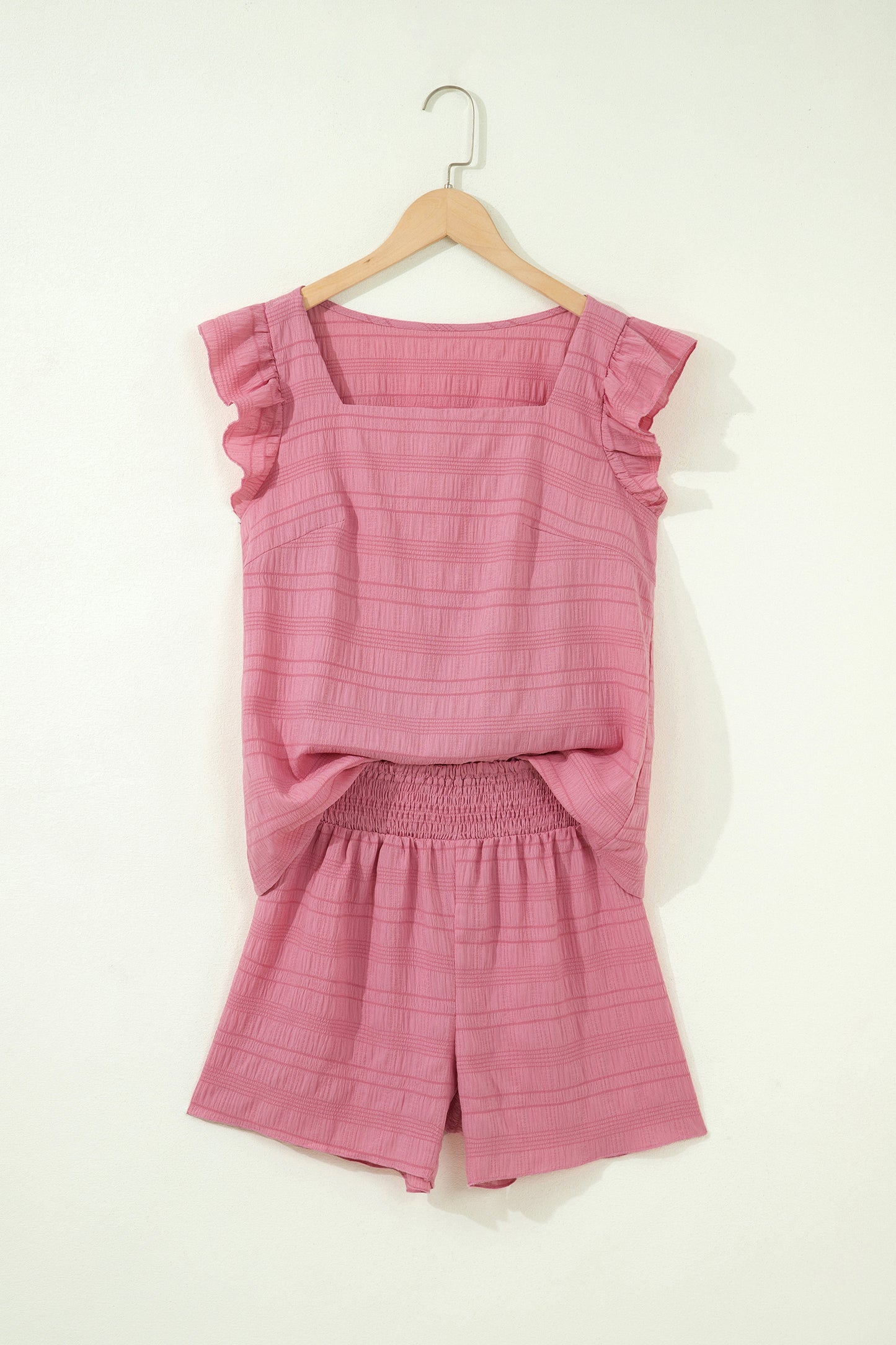 Shirred High Waist Shorts Set