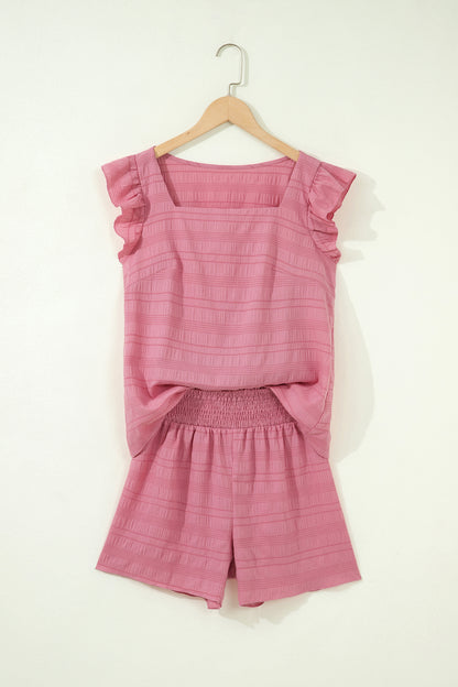 Shirred High Waist Shorts Set