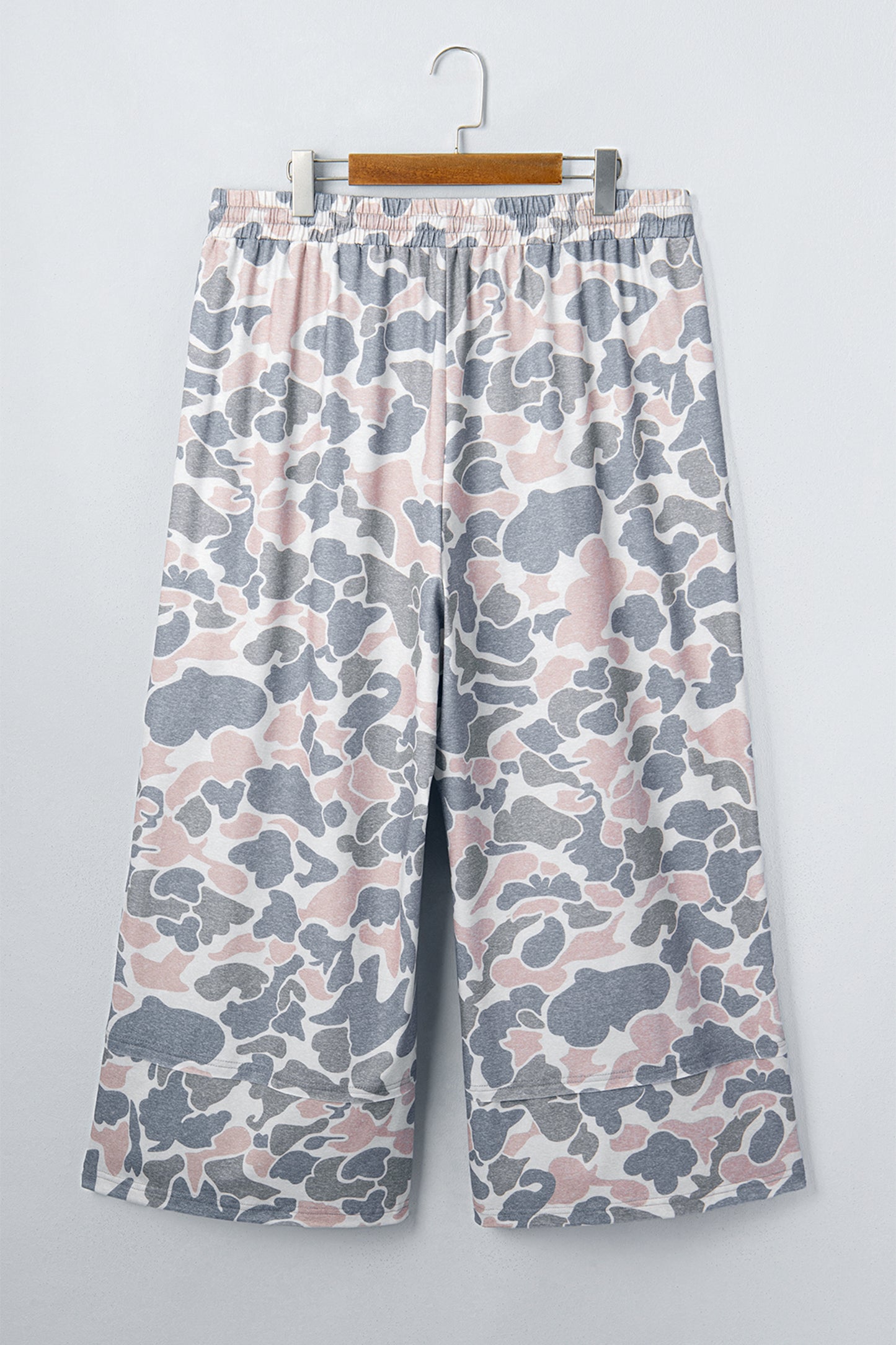 Khaki Camouflage Print Ankle-Length Plus Size Pants