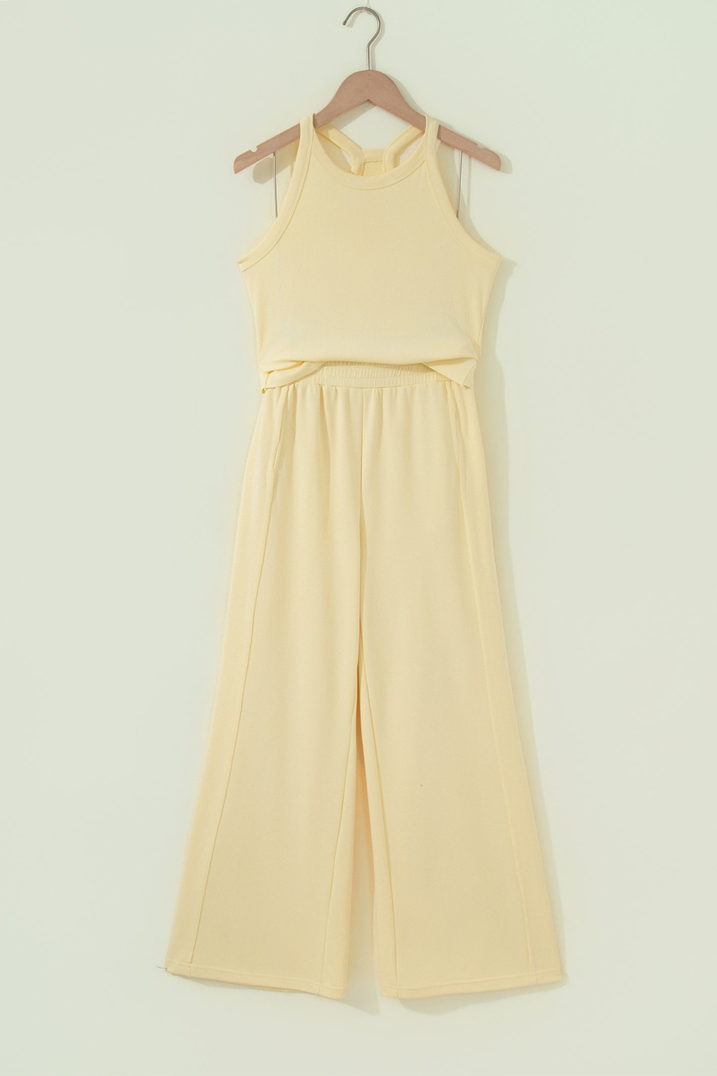 Slim Ribbed Tank Top and Sweatpants Set