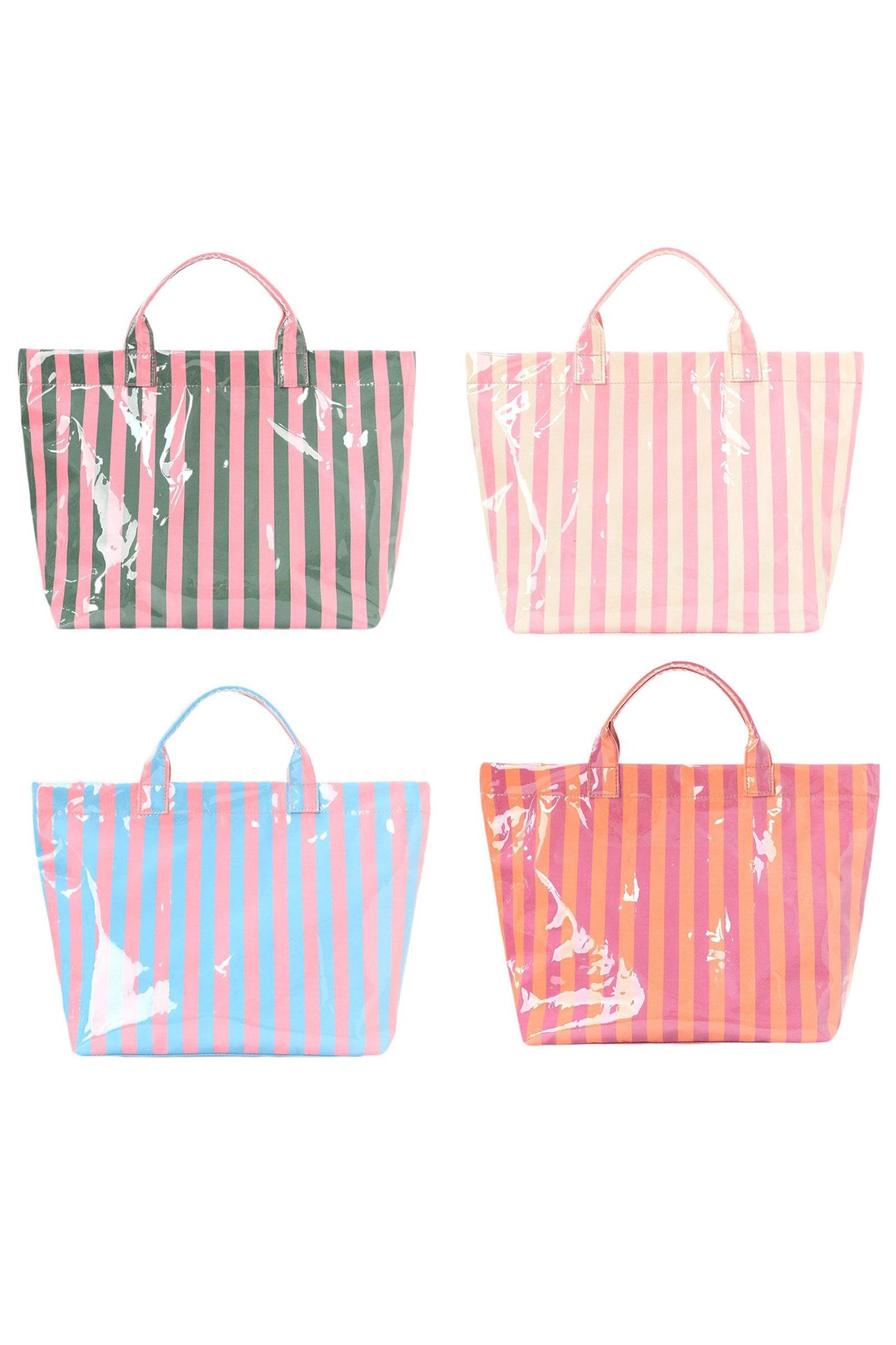 Color black Glossy Striped Vinyl Large Tote Bag