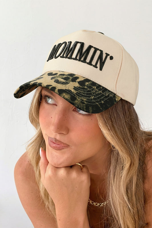Black MOMMIN Embroidered Leopard Contrast Brim Baseball Cap