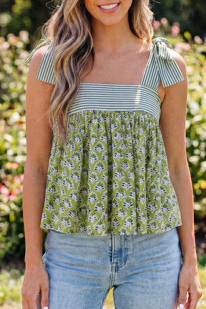 Pink Knot Straps Babydoll Tank Top
