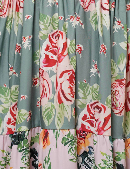 Sunset Bloom Tie-Shoulder Floral Maxi Dress