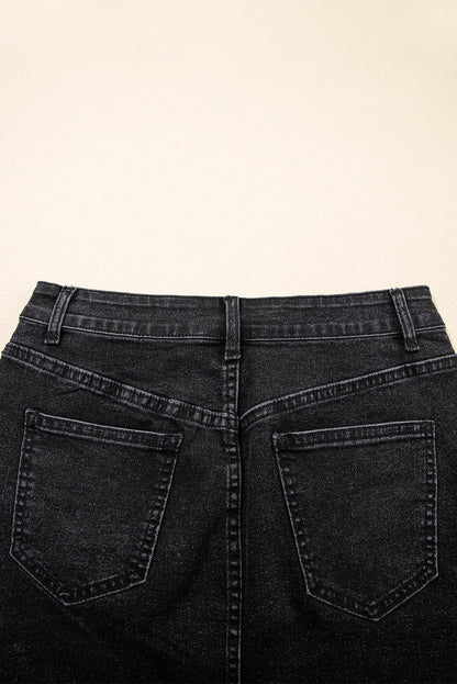 Raw Hem Denim Mini Skirt