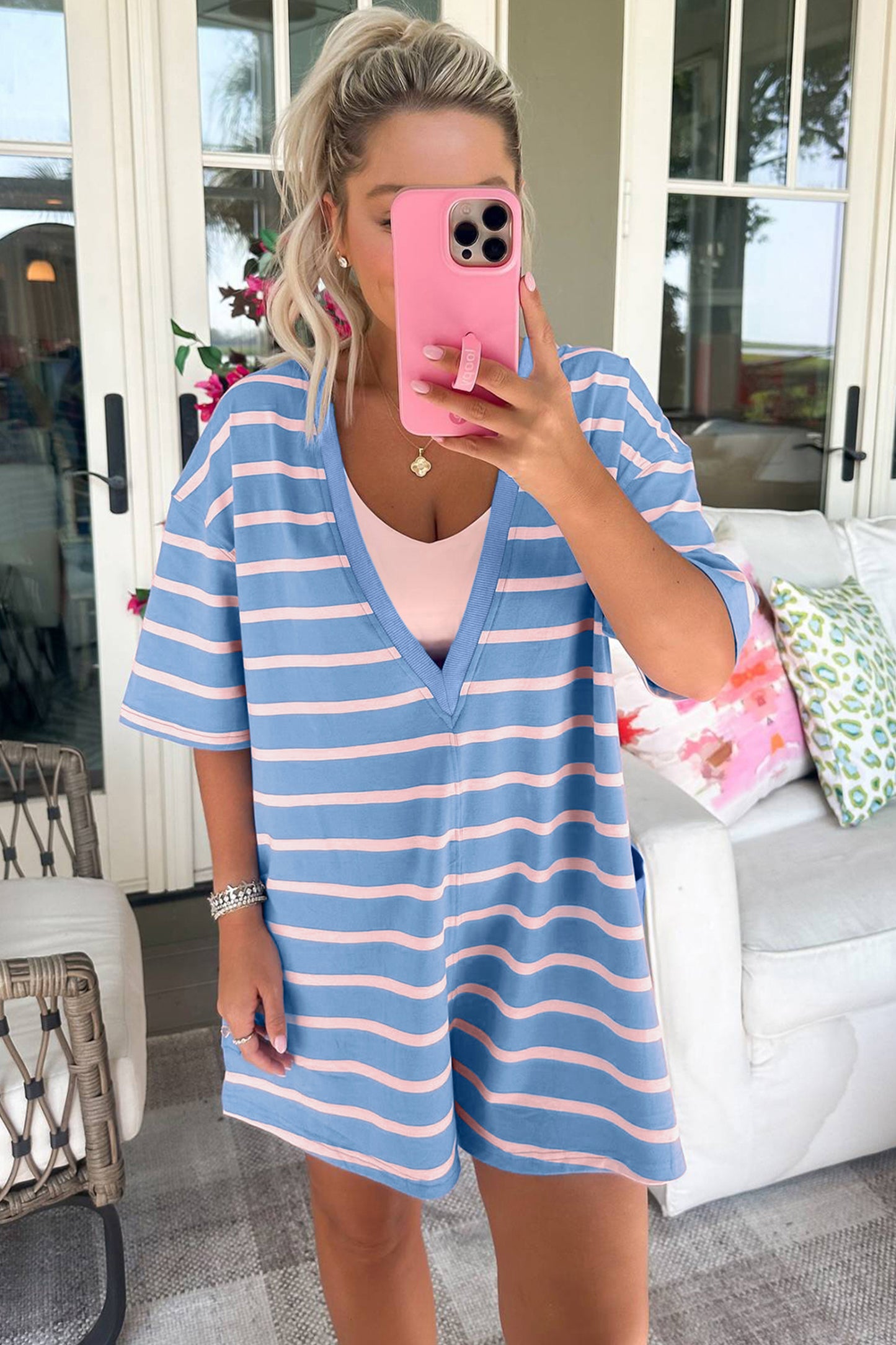 Sky Blue Double Wear Loose Romper