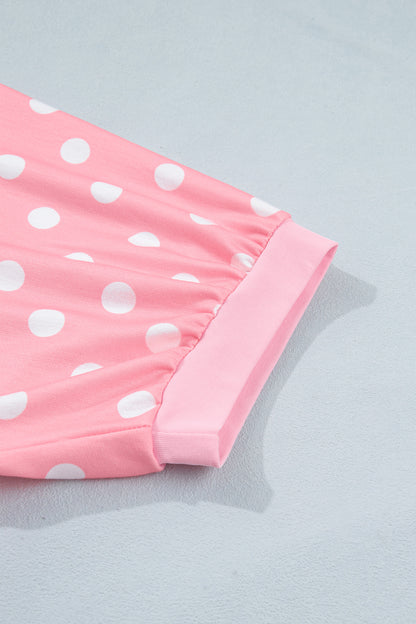 Polka Dot Oversized Top Drawstring Short Set