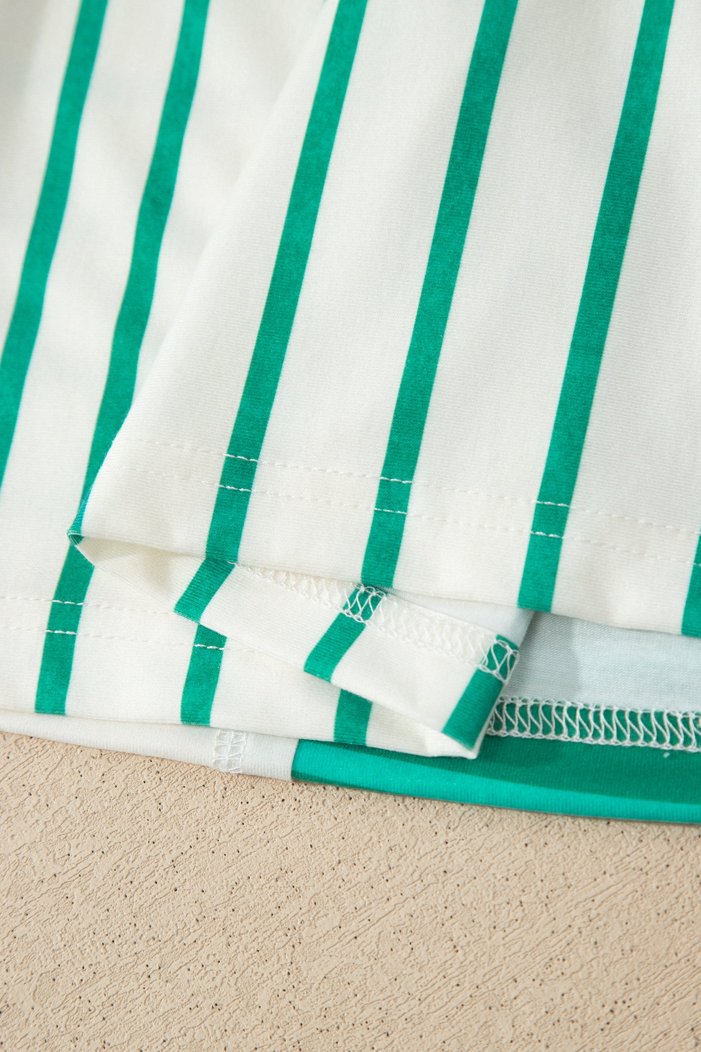 Stripe Colorblock 3/4 Sleeve Loose T Shirt