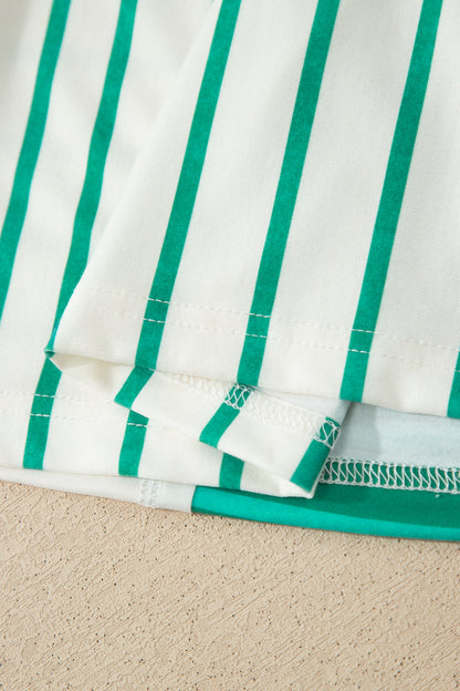 Stripe Colorblock 3/4 Sleeve Loose T Shirt