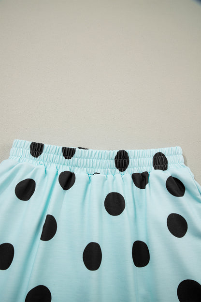 Polka Dot Short Sleeve Top Casual Skort 2pcs Outfit