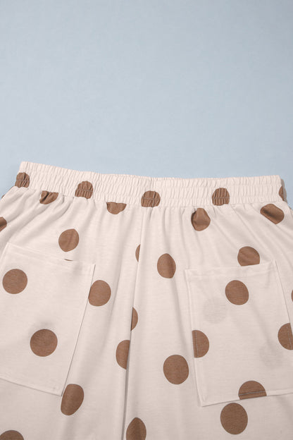 Polka Dot Elastic Waist Wide Leg Plus Size Pants