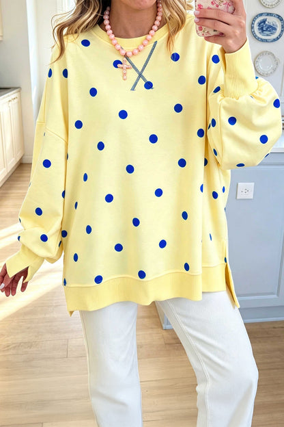 Loose Long Sleeve Split Hem Pullover Top