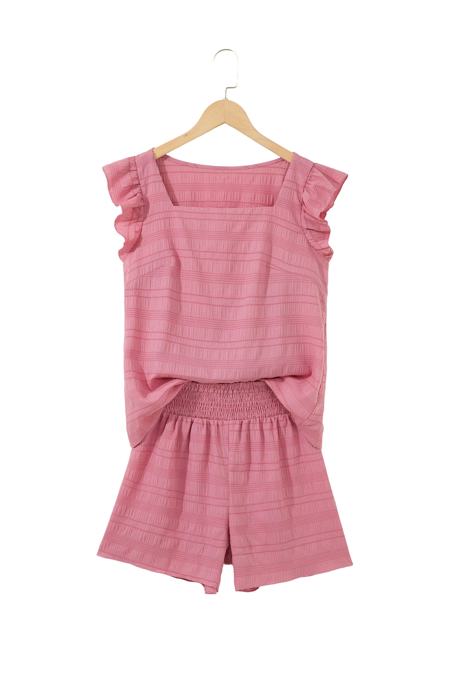 Shirred High Waist Shorts Set