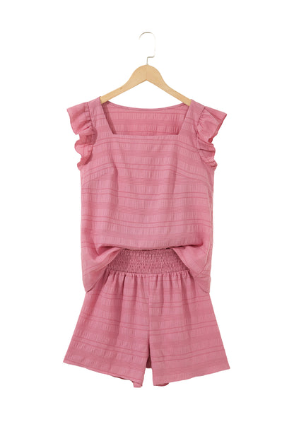 Shirred High Waist Shorts Set