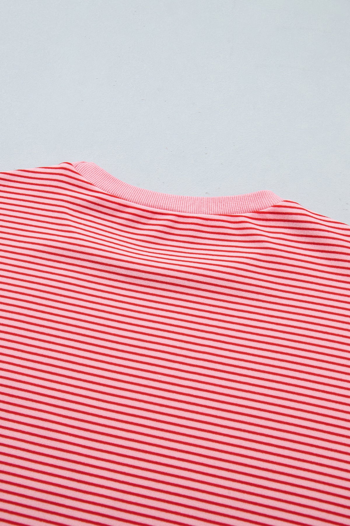 Pink Striped Drop Shoulder Long Sleeve Pant Set