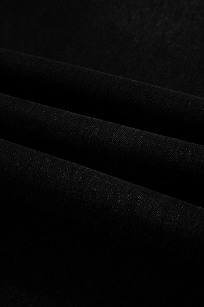 Black Frayed Cropped Straight Jeans