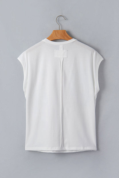 White USA Color Block Letter Printed Dolman Tee