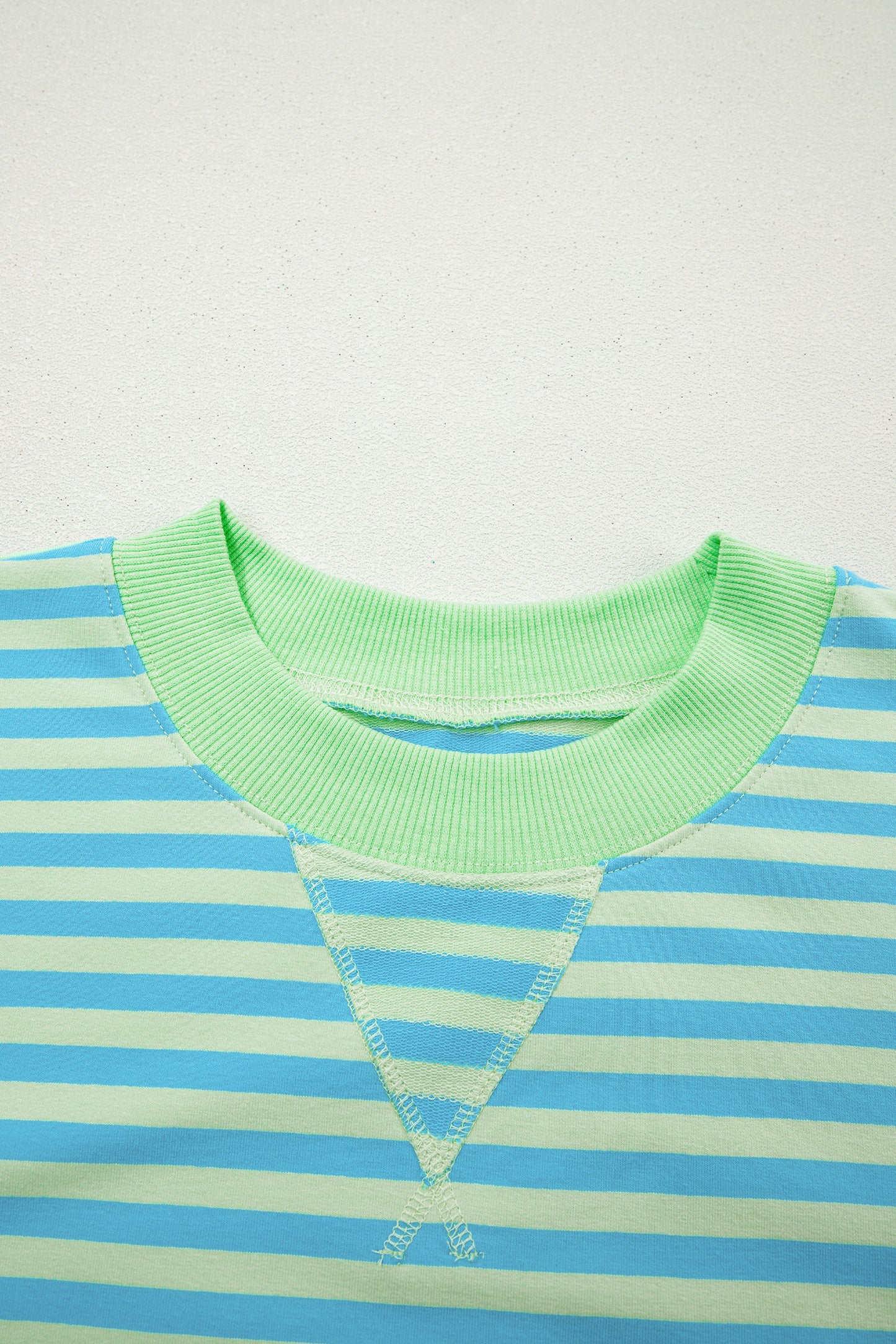 Stripe Color Block Detail Long Sleeve Pullover Elastic Waist Pull On Shorts 2pcs Set