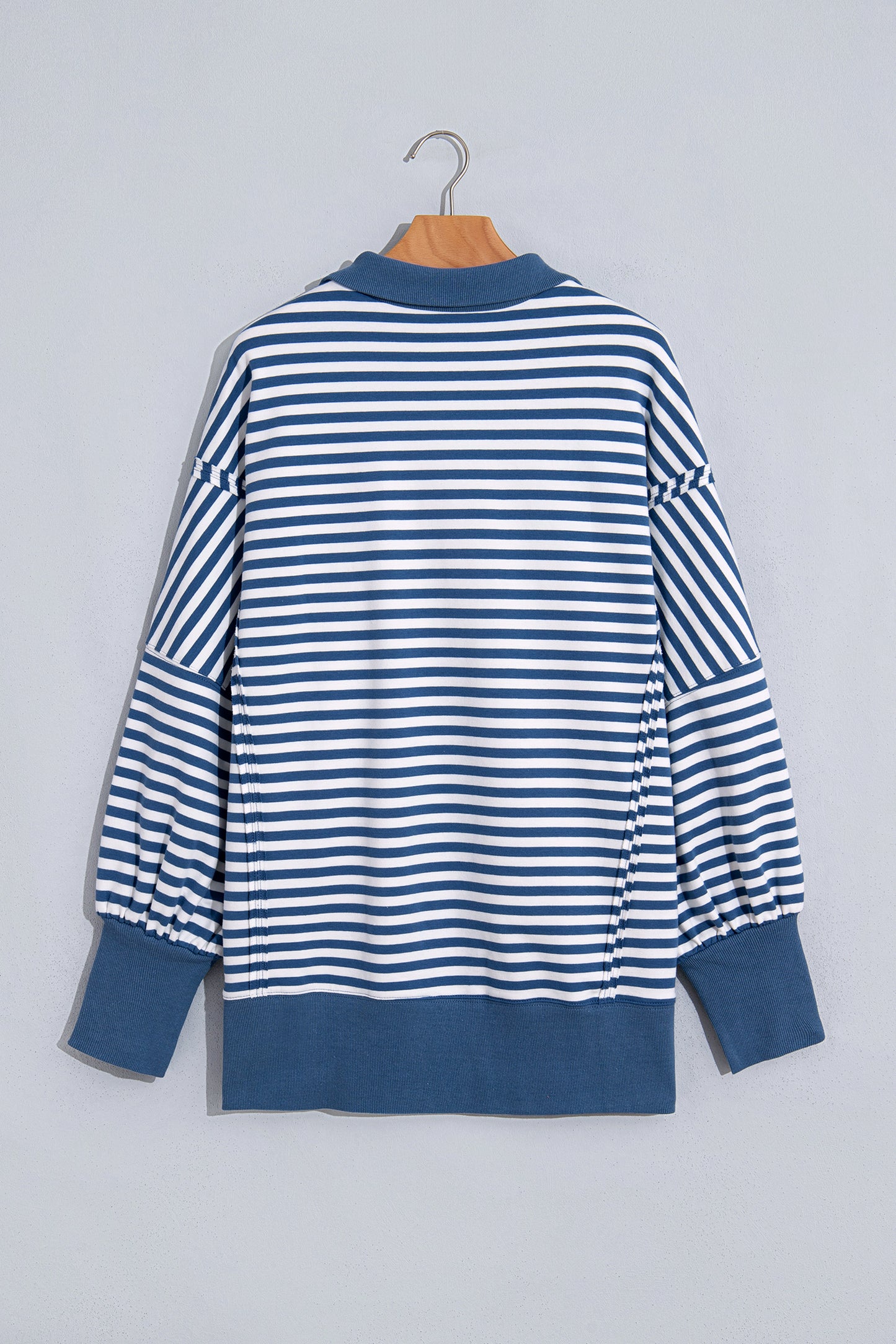 Blue Stripe Loose Pullover Sweatshirt