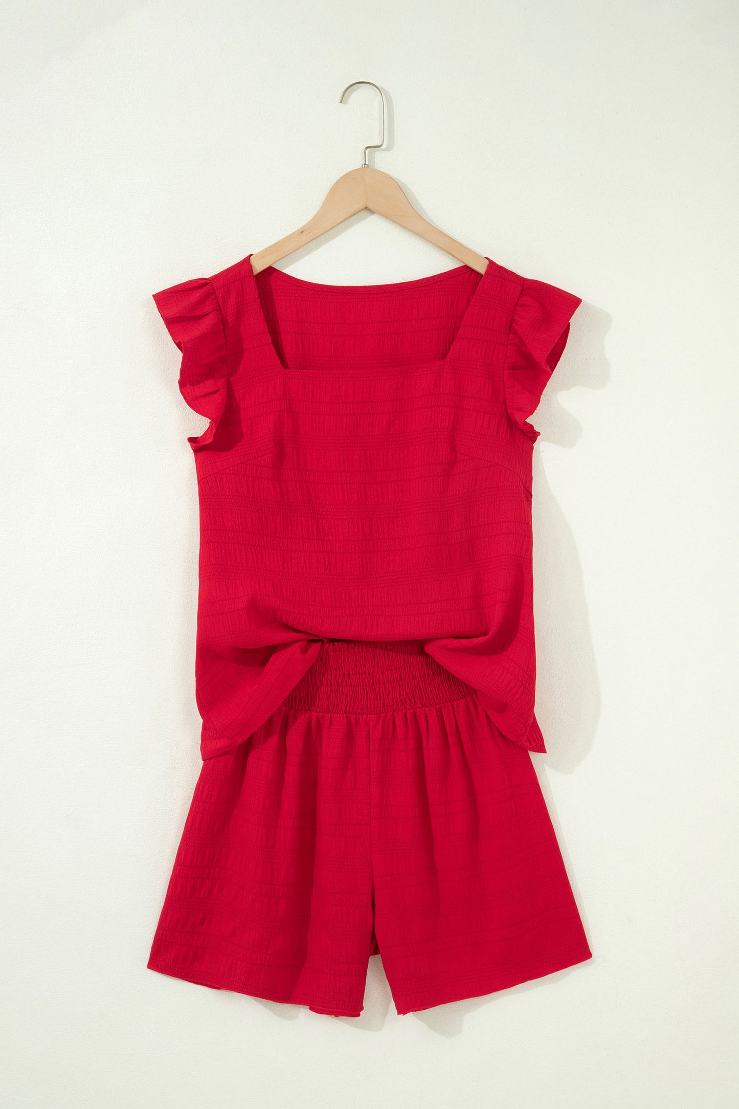 Shirred High Waist Shorts Set