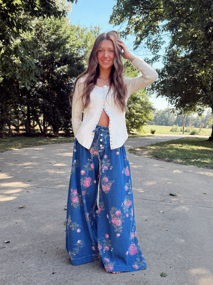 Rose Wide Leg Denim Pants