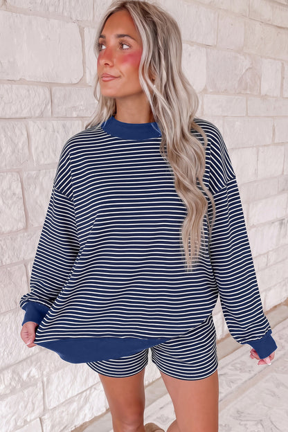 MockNeck Pullover Matching Shorts Set