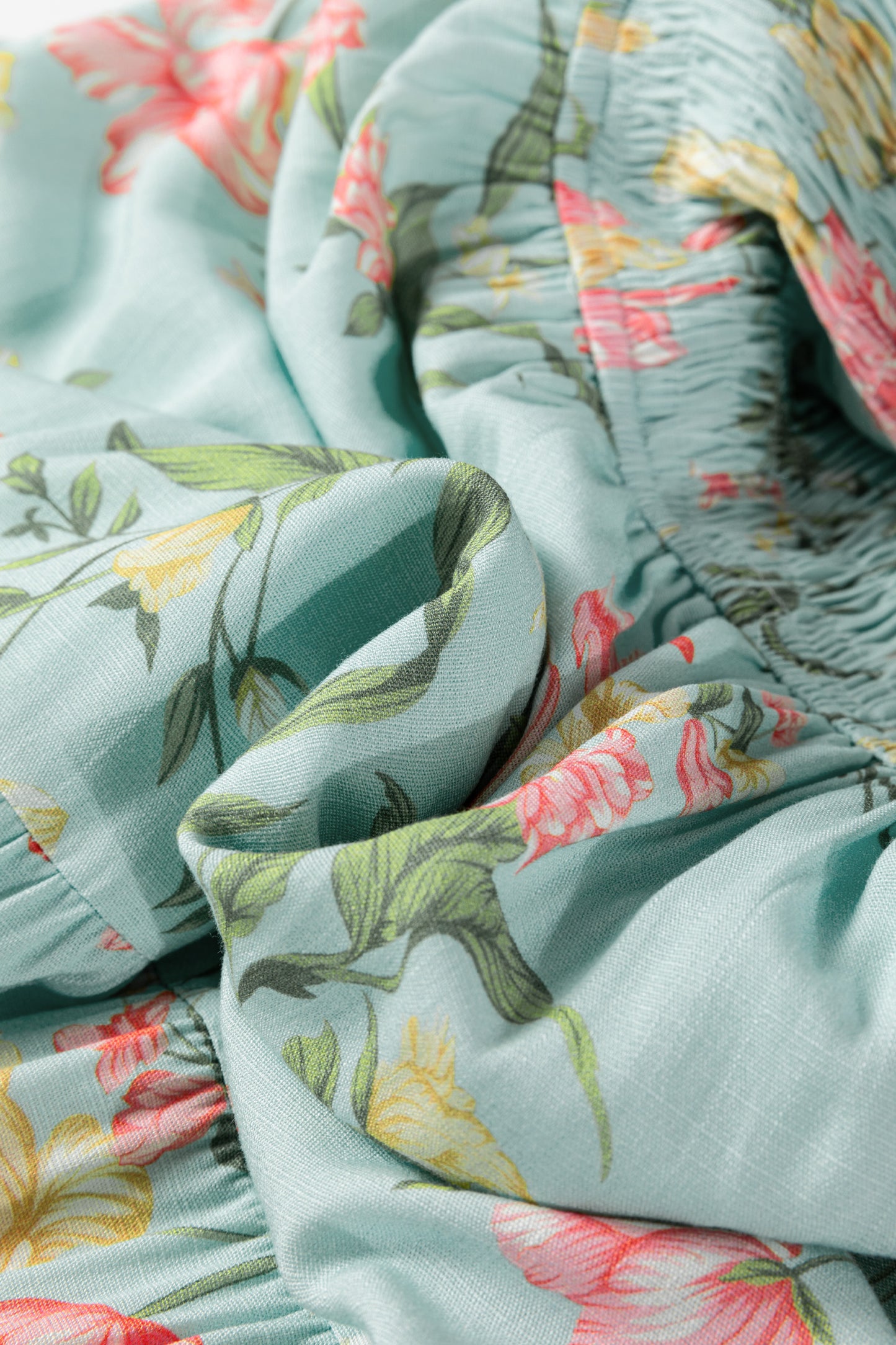 Smocked Bodice Ruffled Sleeveless Tiered Floral Maxi Dress