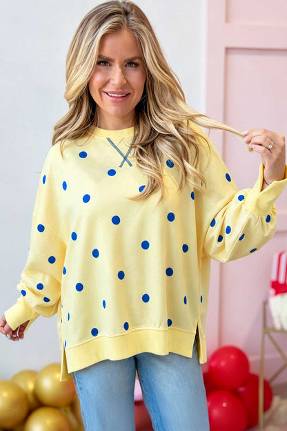 Loose Long Sleeve Split Hem Pullover Top