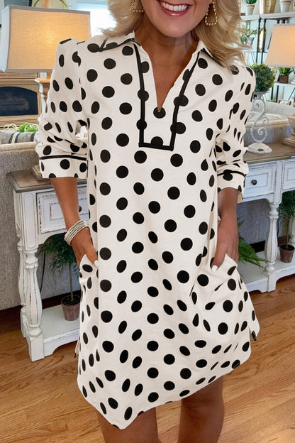 White Polka Dot Mini Dress