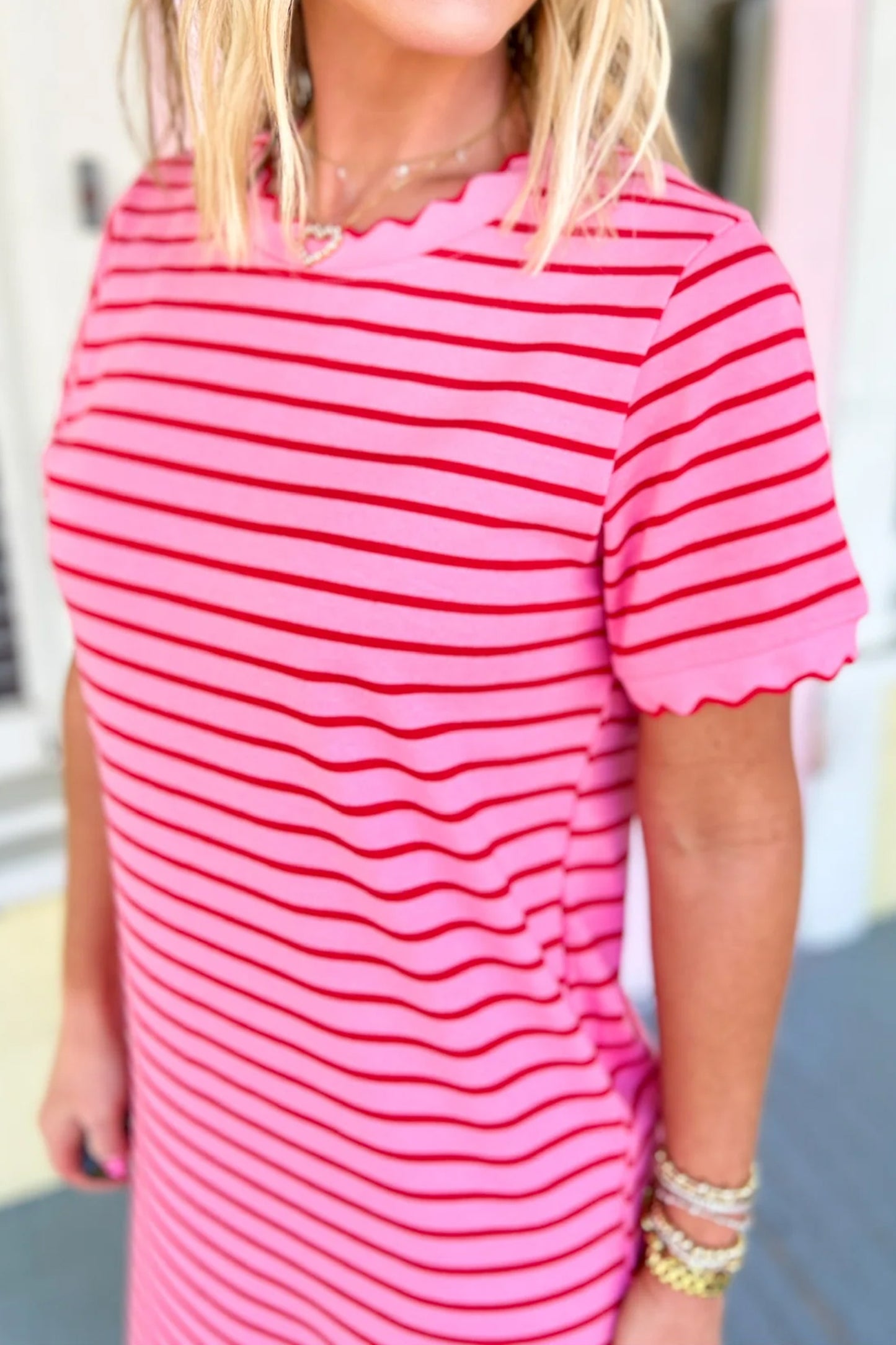 Rose Striped T-Shirt Dress