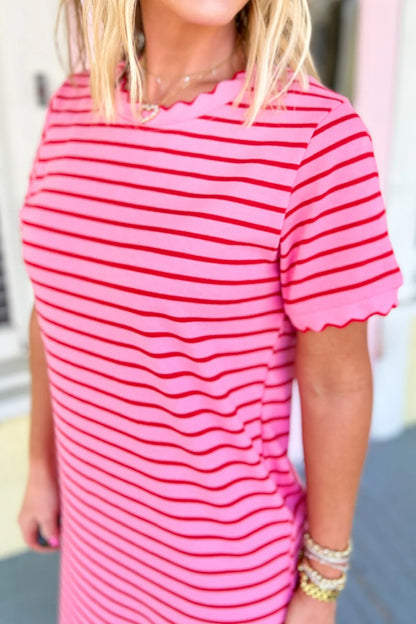 Rose Striped T-Shirt Dress