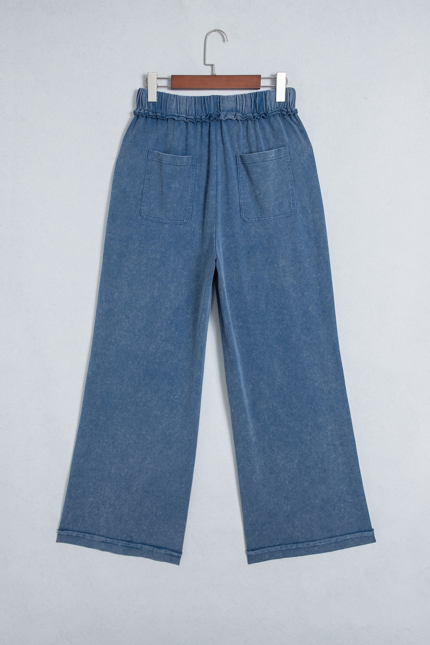 Ashleigh Blue Mineral Wash Seam Detail Flare Leg Drawstring Pants
