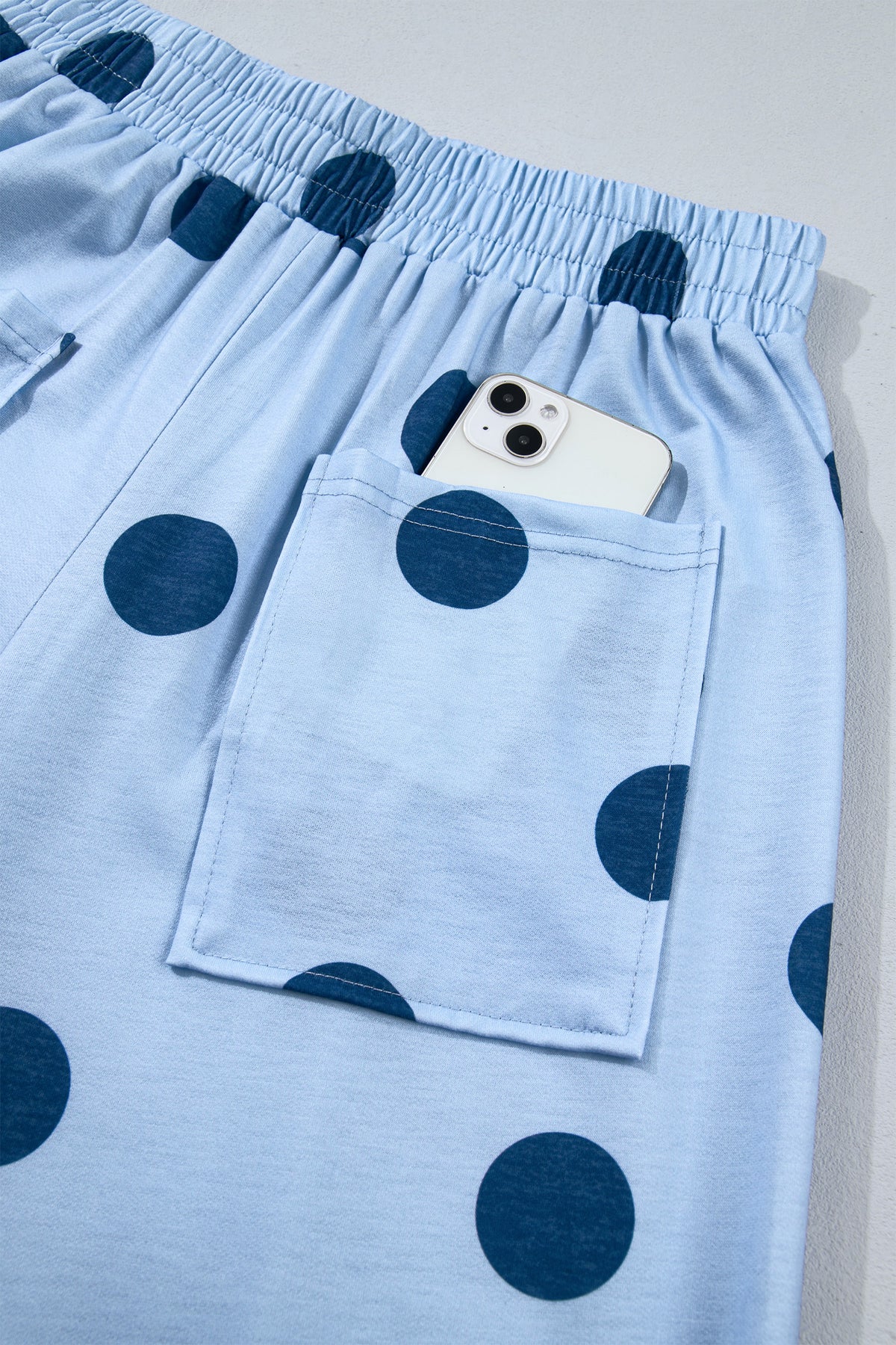 Polka Dot Wide Leg Elastic Waist Casual Pants