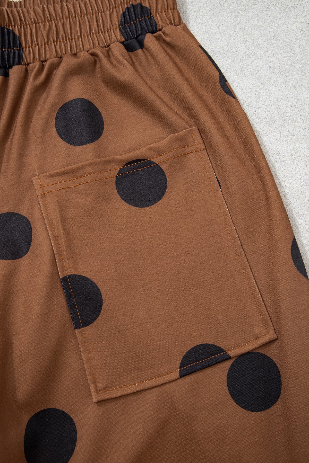 Polka Dot Wide Leg Elastic Waist Casual Pants