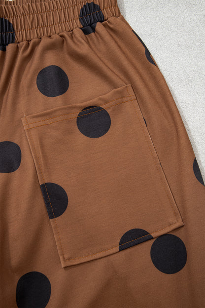 Polka Dot Wide Leg Elastic Waist Casual Pants