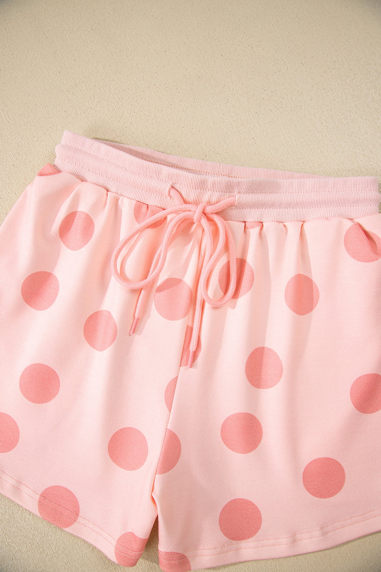 Pink Polka Dot Print Pullover and Shorts Set