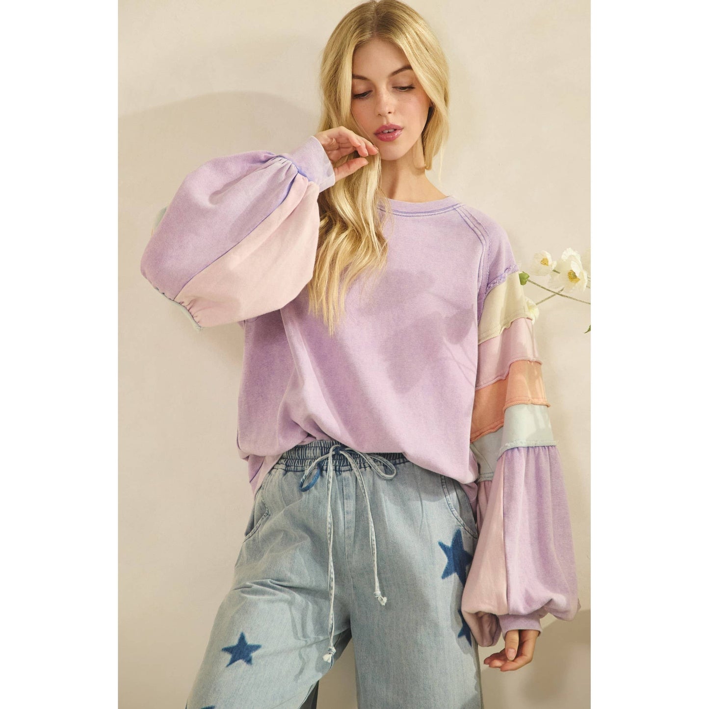 Sunset Stroll Colorblock Ruffle Top