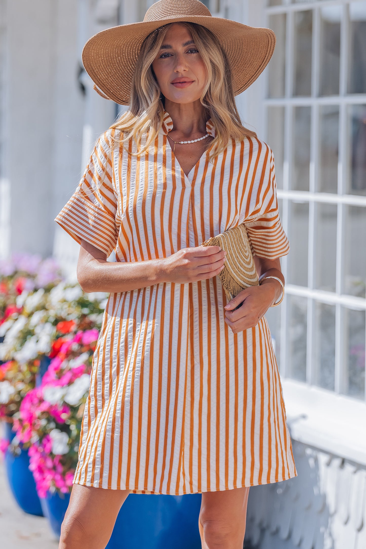 Brown Stripe Mini Dress